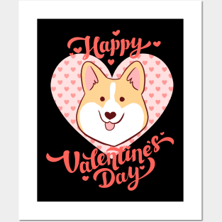 Happy valentines day cute corgi dog Posters and Art